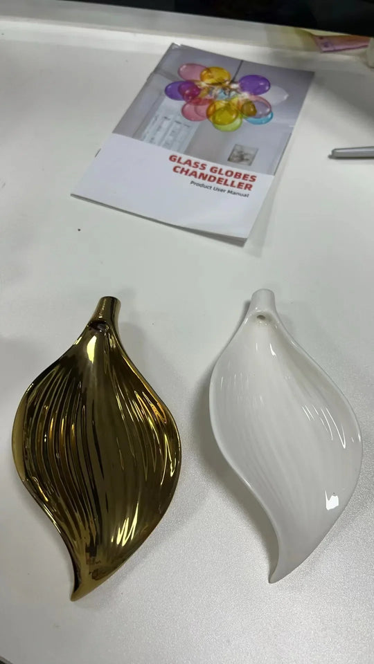 Aurevo Ceramic Leaf Chandelier – Custom Artistic Luxury Lighting