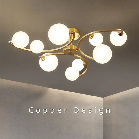 Glass Ball LED Copper Chandelier: Elegant Lighting Solution for Modern Homes