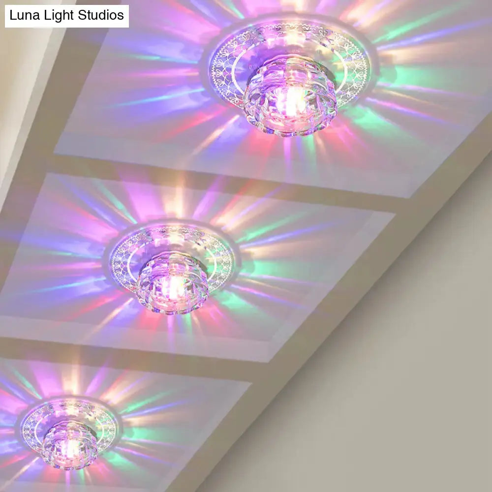 Beveled Crystal LED Flush Mount Ceiling Light with Chrome Finish