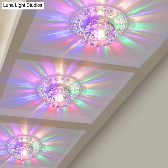 Beveled Crystal LED Flush Mount Ceiling Light with Chrome Finish