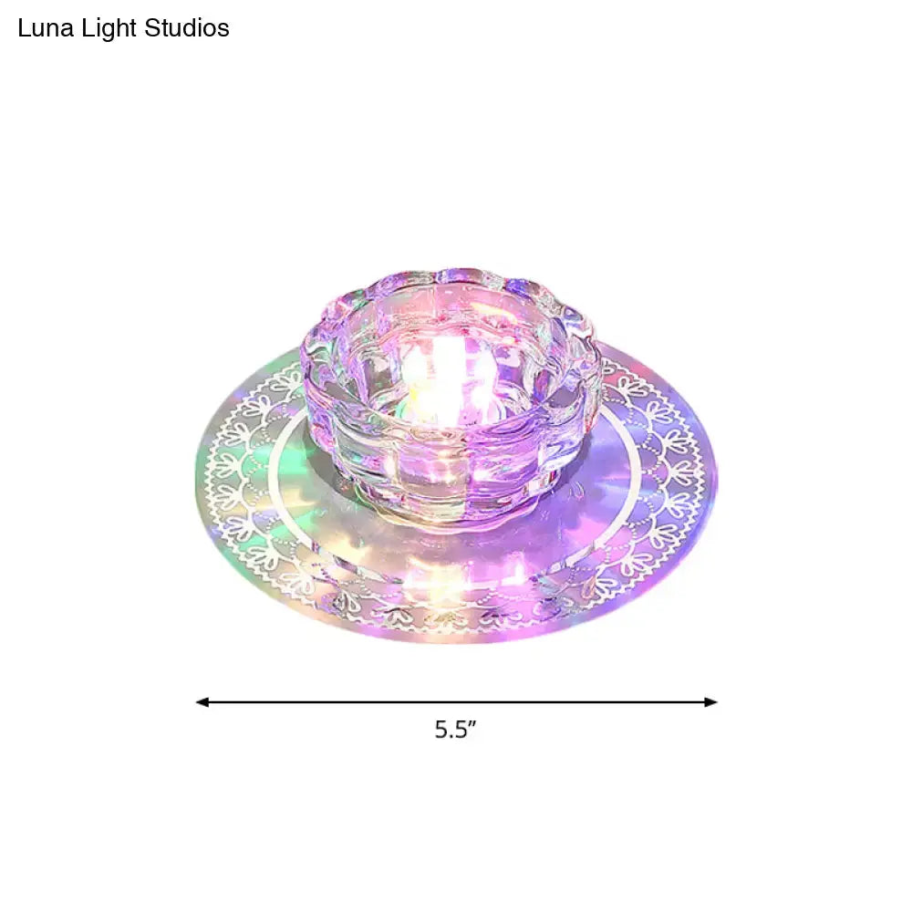 Beveled Crystal LED Flush Mount Ceiling Light with Chrome Finish