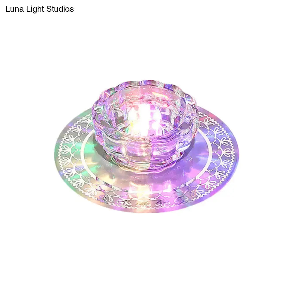 Beveled Crystal LED Flush Mount Ceiling Light with Chrome Finish