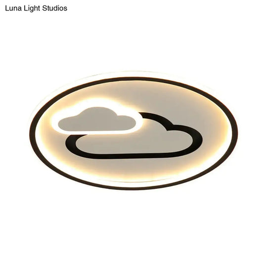 Nursery Ultra-Thin LED Ceiling Light in Kids Style Cloud Design - 16"/19.5" Wide Acrylic Fixture in Pink/Blue/Black