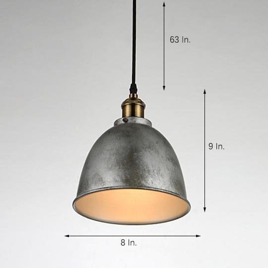 8" White Rustic Dome Metal Industrial Pendant Light