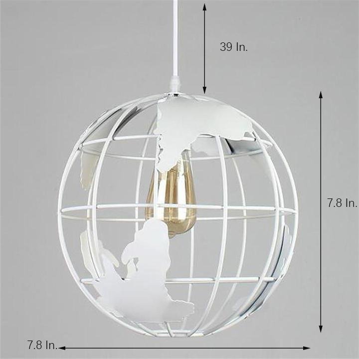 8'' Globe-Shaped World Map Retro Pendant Light