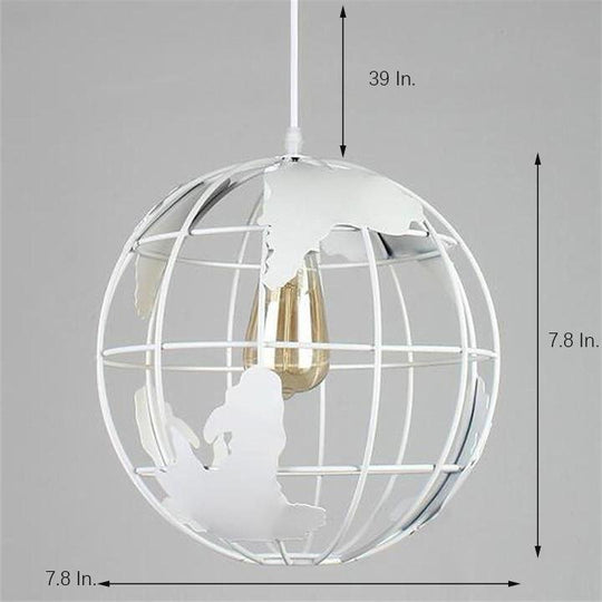 8'' Globe-Shaped World Map Retro Pendant Light