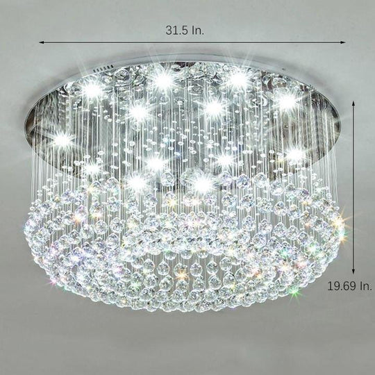 Glass-cicles Crystal LED Drum Flush Mount Chandelier