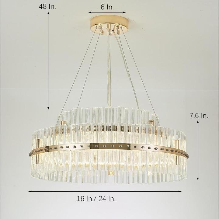 Modern Luxury Round Crystal LED Chandelier – Gold Finish, Single Tier
