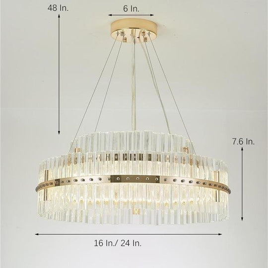 Modern Luxury Round Crystal LED Chandelier – Gold Finish, Single Tier