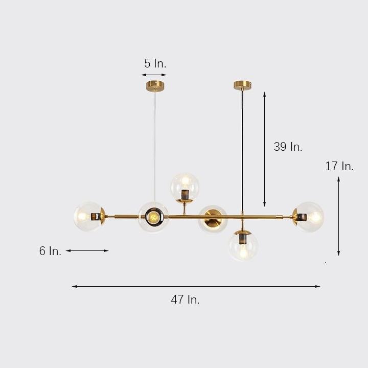 6-Glass Globe LED Electroplated Modern Chandelier