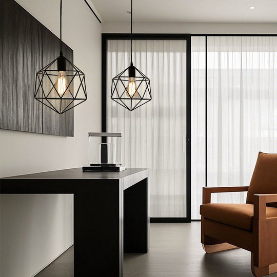 Geometric Cage LED Industrial Modern Pendant Ceiling Light