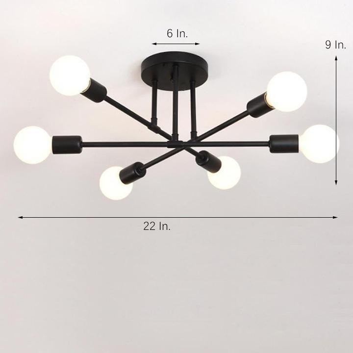Elegant 6 Light Flush Mount LED Ceiling Light with E26 E27 Base