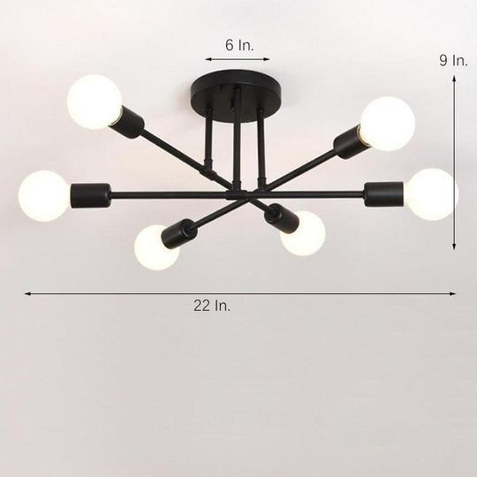 Elegant 6 Light Flush Mount LED Ceiling Light with E26 E27 Base