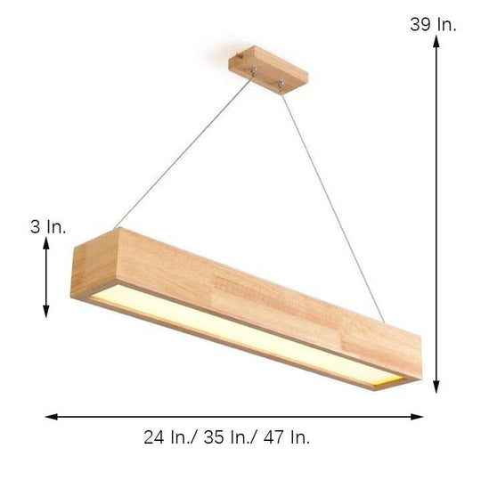 LED Rectangular Rustic Wood Chandelier