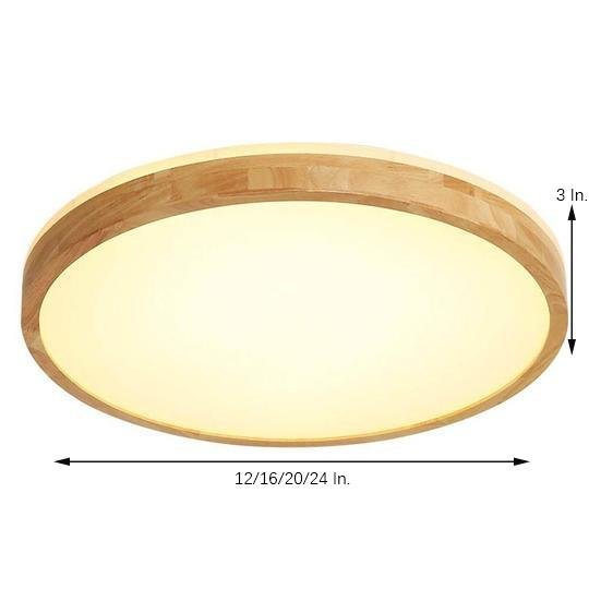 Circular Kitchen Wood Acrylic LED Flush Mount Ceiling Light