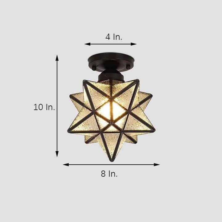 Geometric Multi Pointed Star Metal Glass Semi Flush Mount Ceiling Light