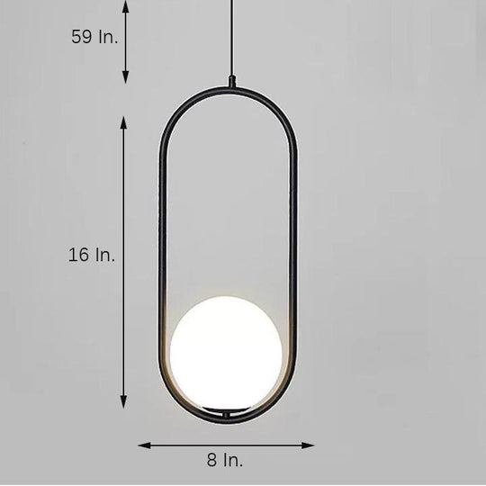 Rounded Rectangle Glass Globe LED Black Modern Pendant Light Island Light