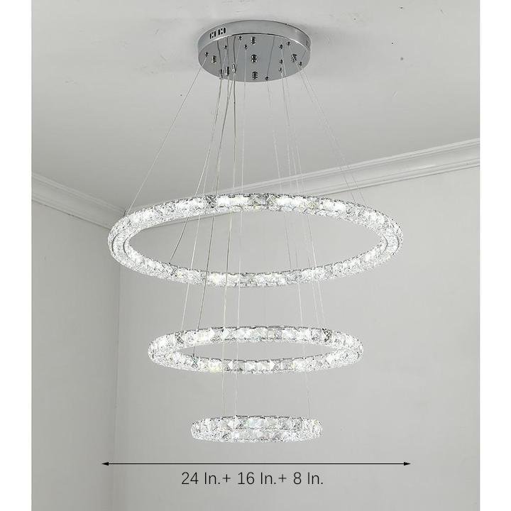 3/4-Light Tiered Crystal Ring LED Chandelier – Modern Luxury Pendant Light