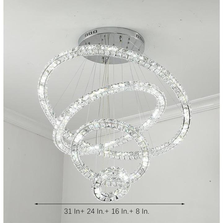 3/4-Light Tiered Crystal Ring LED Chandelier – Modern Luxury Pendant Light