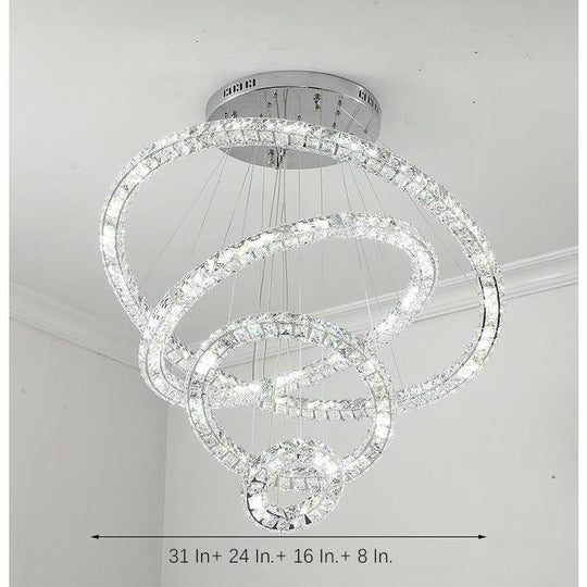 3/4-Light Tiered Crystal Ring LED Chandelier – Modern Luxury Pendant Light