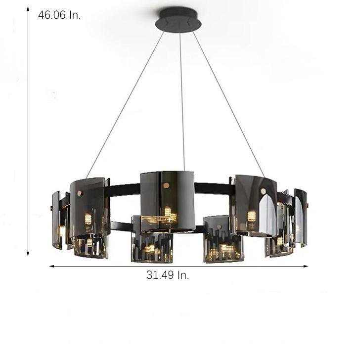 Circular LED Electroplated Chandelier with Acrylic Shades – 9 Lights
