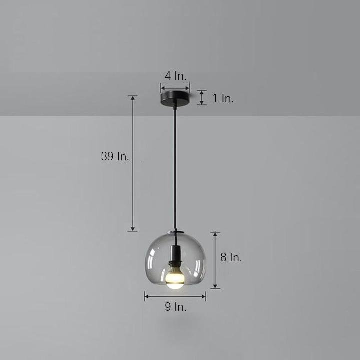 Vintage Smoked Glass Metal Pendant Light