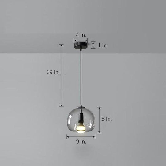 Vintage Smoked Glass Metal Pendant Light