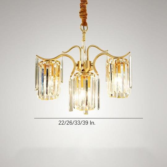Classical Gold Crystal LED Chandelier with Copper and Glass Accents