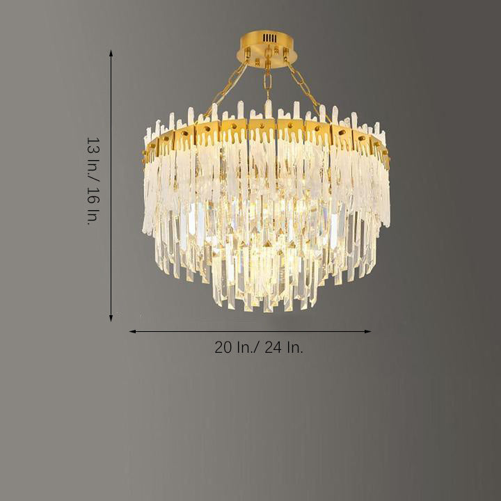 Nordic Style Round Gold Crystal LED Chandelier – 16" Adjustable Cord