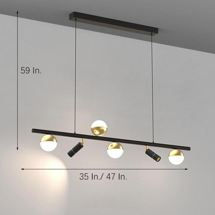 6/8-Light Black Island Horizontal Suspension Linear LED Pendant Light