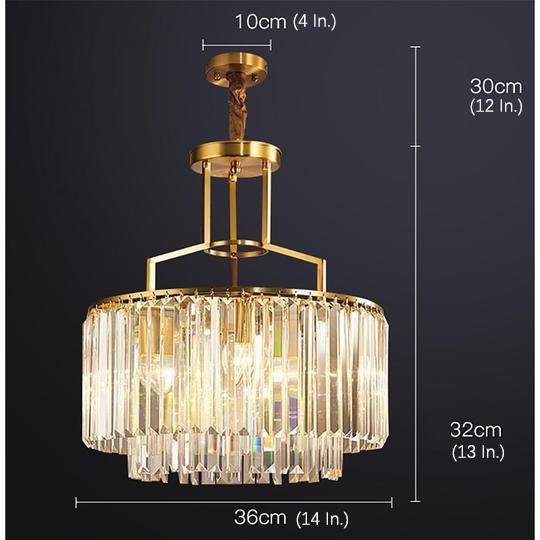 Round Crystal Copper LED Nordic Chandelier