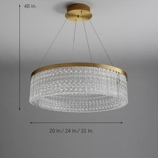 Luxury Circular Crystal Glass LED Pendant Chandelier – Adjustable Height
