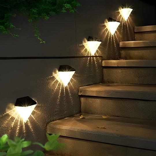 2PCS Geometric LED Solar Wall Lamp Waterproof Outdoor Wall Lights