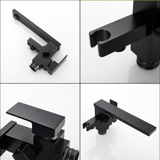 Bathroom Bathtub Faucet Black Flooring Standing Single Handle Cold and Hot Water Mixer Tap Crane Bath Shower Faucets