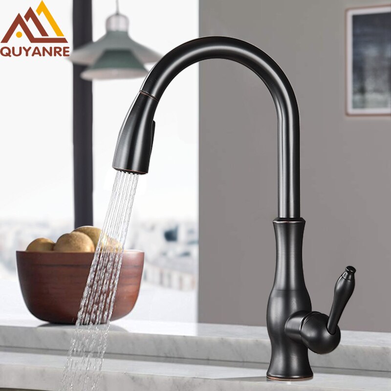 Black Kitchen Faucets Pull Out Kitchen Sink Mixer Tap Single Lever Water Mixer Tap Crane For Kitchen 360 Rotation Mixer