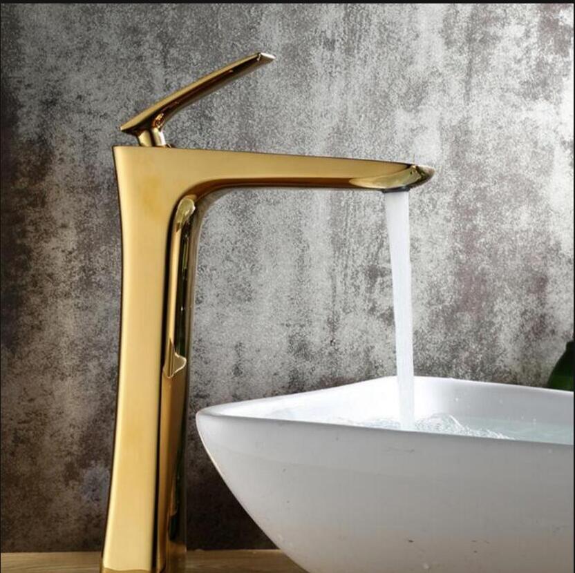 Brass single lever hot and cold chrome/gold tall bathroom basin faucet bathroom sink faucet Tall Sink Faucet bathroom faucet