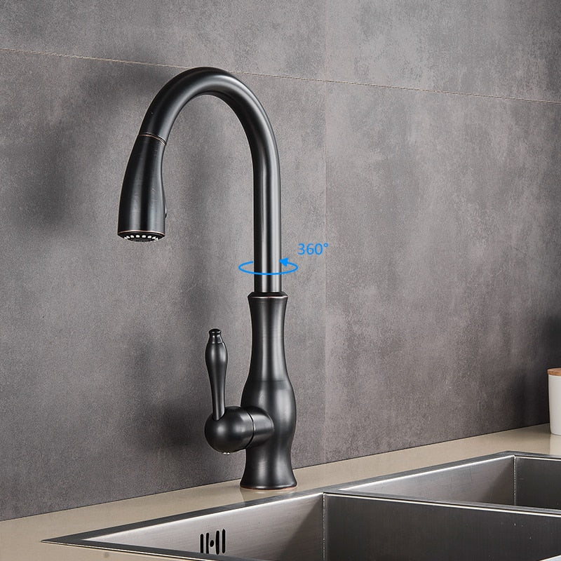 Black Kitchen Faucets Pull Out Kitchen Sink Mixer Tap Single Lever Water Mixer Tap Crane For Kitchen 360 Rotation Mixer