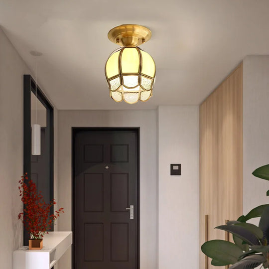 Retro Nordic Flower Ceiling Lamp with Luxury Gold Copper Finish