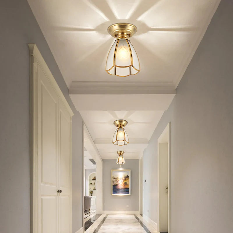 Retro Nordic Flower Ceiling Lamp with Luxury Gold Copper Finish