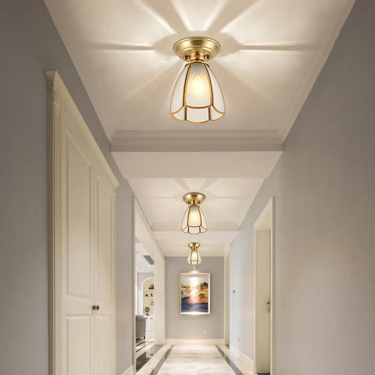 Retro Nordic Flower Ceiling Lamp with Luxury Gold Copper Finish