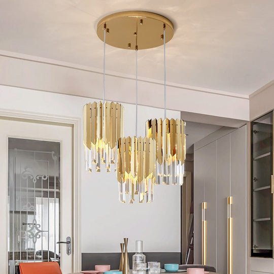 Gianna Small Round Gold K9 Crystal LED Chandelier – Illuminate Your Space with Modern Elegance