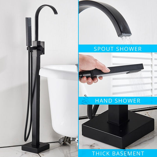 Floor Mounted Bathtub Faucet Set Gold Bath Tub Faucet Hot and Cold Water Shower Bathtub Mixer Tap Waterfall Floor Stand