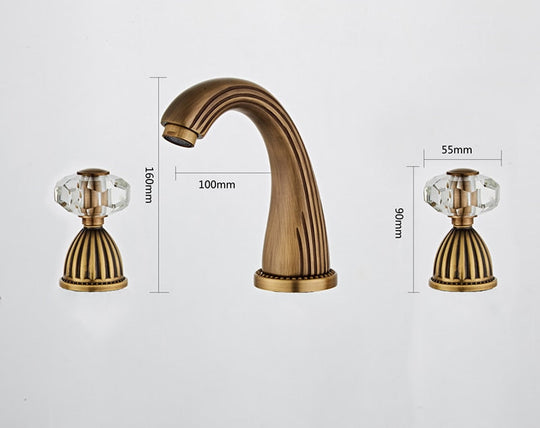 Basin Faucet Antique Bronze Bathroom Sink Faucet 3 Hole Widespread Gold/Black/Chrome Basin Mixer Hot And Cold Water Tap New