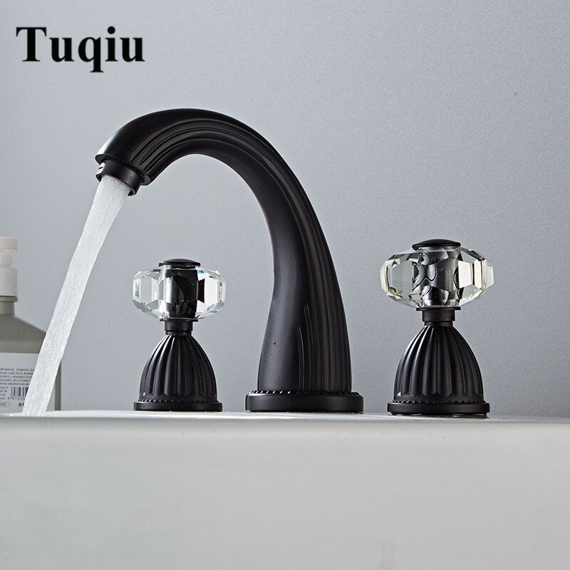 Basin Faucet Antique Bronze Bathroom Sink Faucet 3 Hole Widespread Gold/Black/Chrome Basin Mixer Hot And Cold Water Tap New