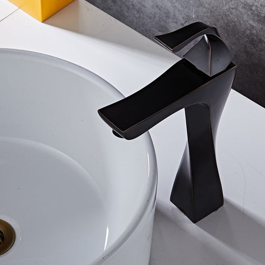 New Design Basin Faucet Black And Chrome Bathroom Sink Faucet Single Handle Basin Taps Deck Wash Hot Cold Mixer Tap Crane