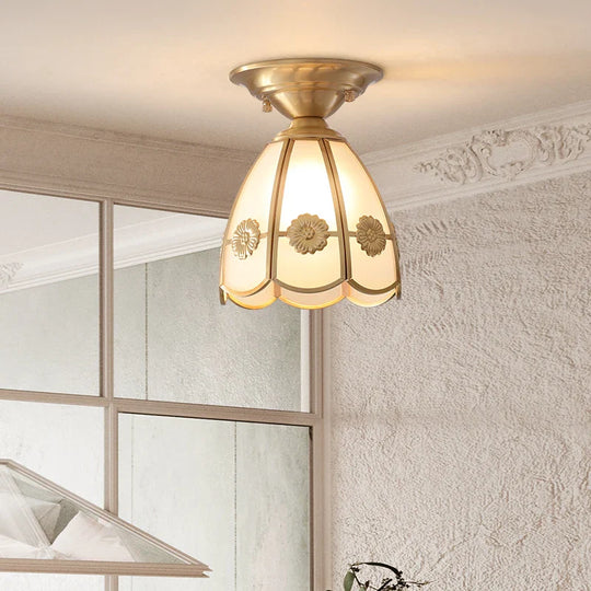 Retro Nordic Flower Ceiling Lamp with Luxury Gold Copper Finish