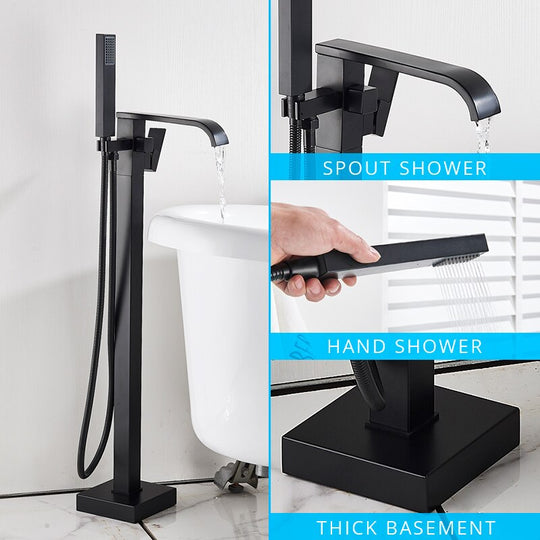 Floor Mounted Bathtub Faucet Set Gold Bath Tub Faucet Hot and Cold Water Shower Bathtub Mixer Tap Waterfall Floor Stand