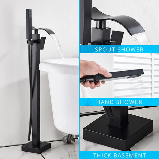 Floor Mounted Bathtub Faucet Set Gold Bath Tub Faucet Hot and Cold Water Shower Bathtub Mixer Tap Waterfall Floor Stand