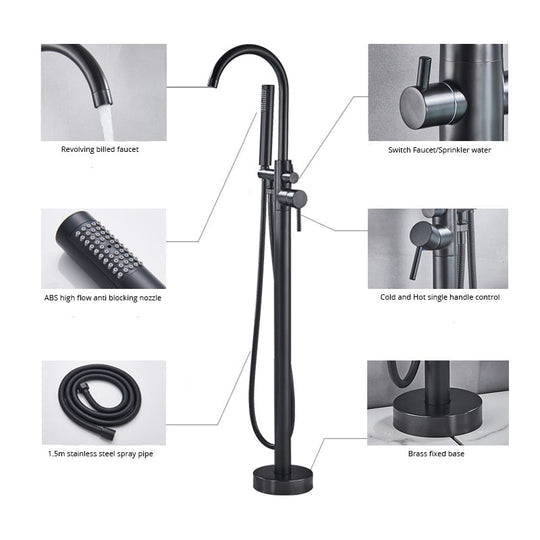 Freestanding Bathtub Faucet Set Floor Standing Bath Mixer Tap Dual Handle Black Bathtub Tap For Bathroom Faucets