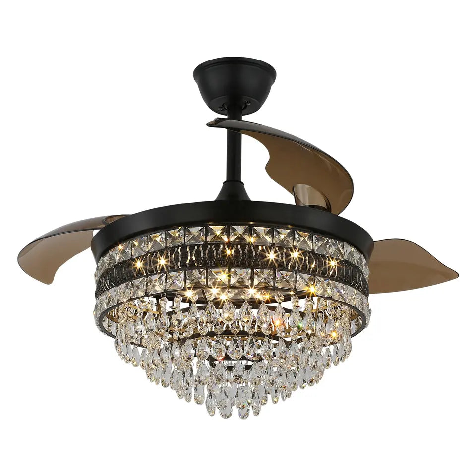 Veronica Fan – Crystal Black Chandelier LED Smart Ceiling Fan